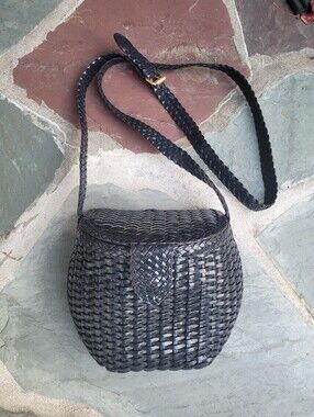 Cem Woven Leather Basket Type Crossbody Bag Vintage